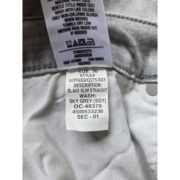 Hudson Mens 36x28 Blake Slim Straight Sky Grey Jeans Classic Modern Stretch - Picture 8 of 12